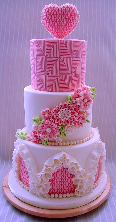 Wedding cake with smocking and ruffles decoration   - Cake by Zohreh