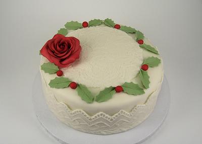 Sugarpaste rose & lace, Christmas 2014 - Cake by MBalaska