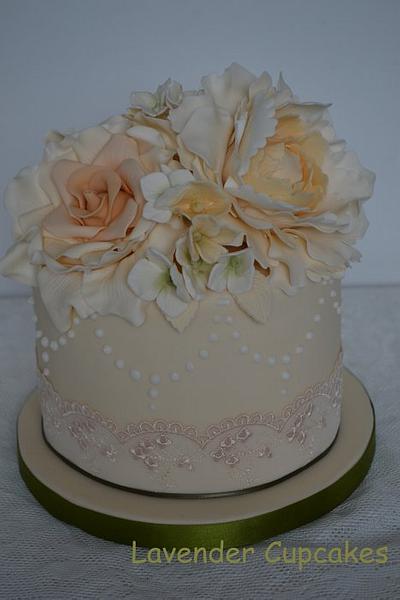 Ivory and Champagne Wedding Cake - Cake by LavenderCupcakes