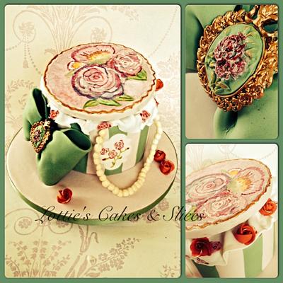 Hand painted  vintage hat box - Cake by Lotties Cakes & Slices 