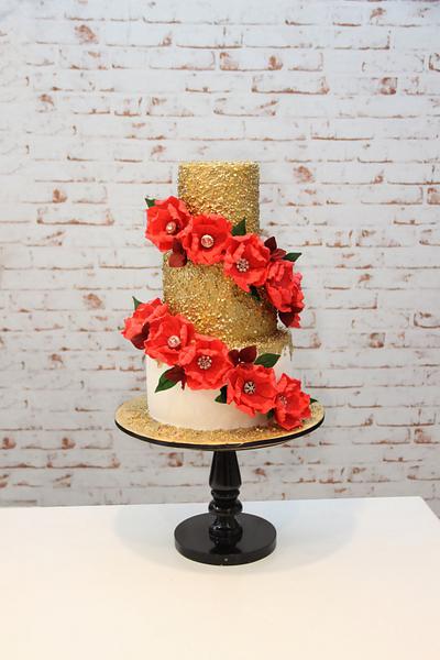 Red and gold sequins !  - Cake by Signature Cake By Shweta