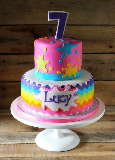 Rainbow Chevron Paintiing Party Cake - Cake by Rose Atwater