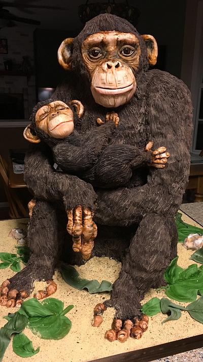 Mama and baby chimp - Cake by Kim
