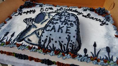 Raised tombstone with Grimm Reaper - Cake by Nancys Fancys Cakes & Catering (Nancy Goolsby)