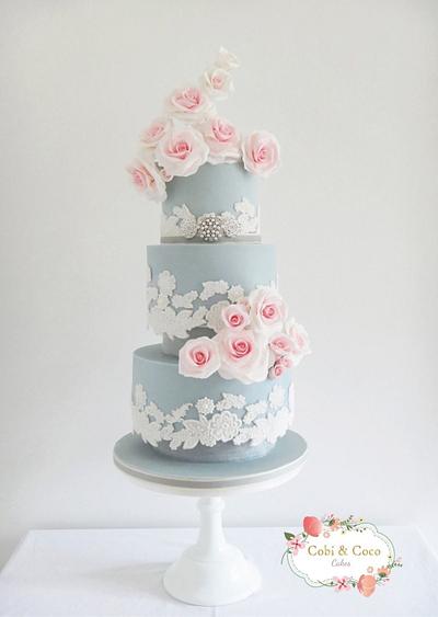 Wedgwood Blue Wedding Cake - Cake by Cobi & Coco Cakes 