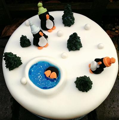 Penguin Christmas Cake - Cake by Daisy Brydon Creations