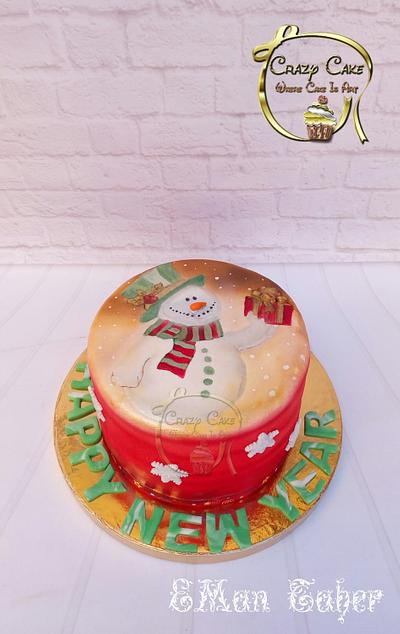 Snow man Painted cake - Cake by CRAZY CAKE BY EMAN TAHER