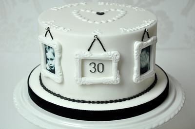 Monochrome photo frame 30th birthday cake - Cake by Mrs Robinson's Cakes