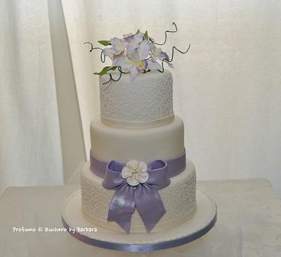 White Orchids and cornelli for wedding - Cake by Barbara Mazzotta