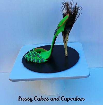 Green Peacock Sugar Shoe - Cake by Sassy Cakes and Cupcakes (Anna)