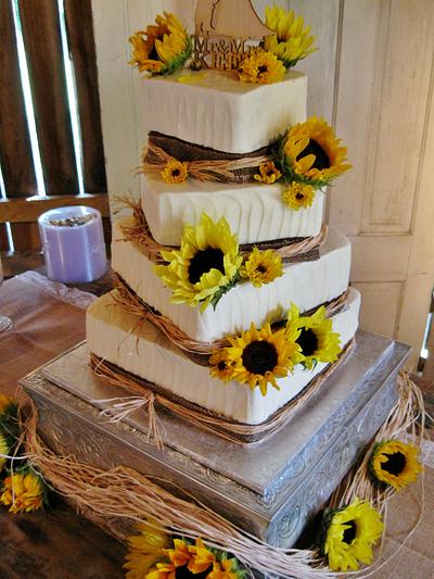 Rustic Sunflower wedding cake - Cake by Nancys Fancys Cakes & Catering (Nancy Goolsby)