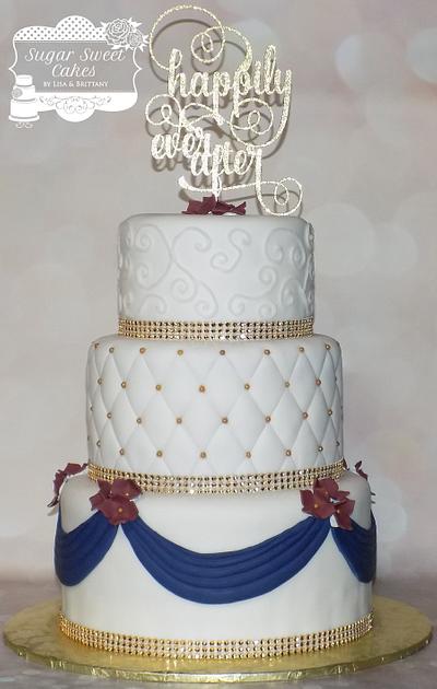 Navy & Burgundy Wedding - Cake by Sugar Sweet Cakes