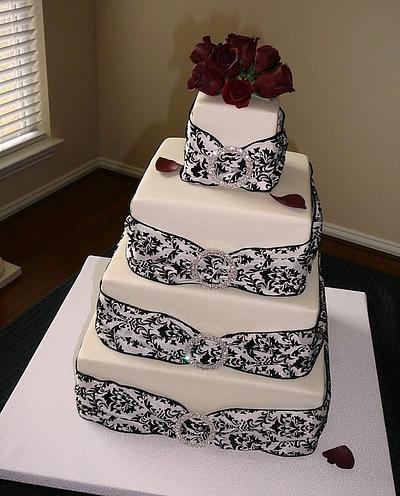 Damask, Roses, and Bling! - Cake by CakeDoctor