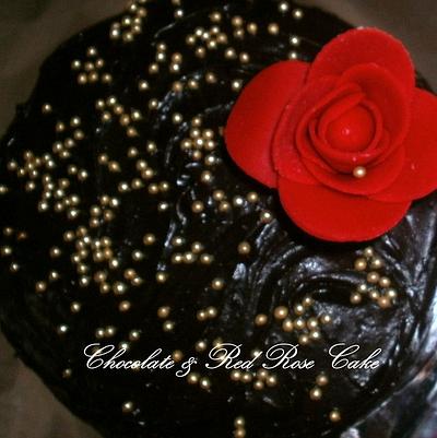 Devil's chocolate cake with a red rose - Cake by ritz55