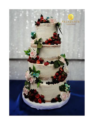 Semi naked wedding cake - Cake by Paladarte El Salvador