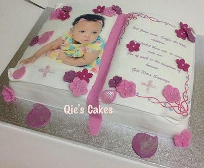 Sweet Baby's Open book cake - Cake by Que's Cakes