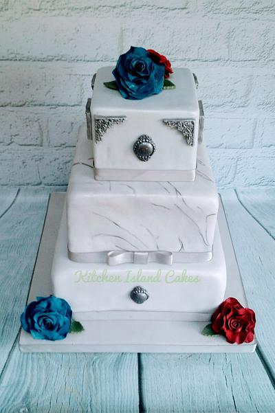 Marbled brooch Wedding cake - Cake by Kitchen Island Cakes