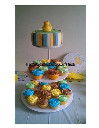 Baby Shower Cake & Cupcakes - Cake by BlueFairyConfections