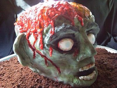 Zombie head cake - Cake by Looby69