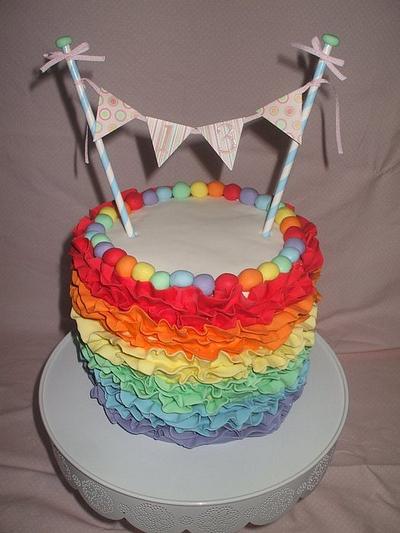 Rainbow ruffle cake - Cake by Nicki Sharp