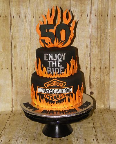50th Birthday Harley style - Cake by DaniellesSweetSide