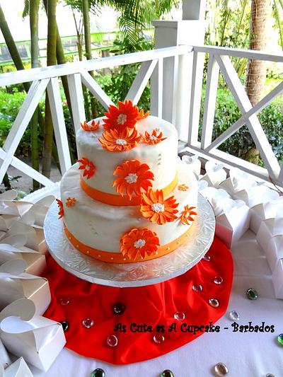 Orange Daisy Wedding  Cake - Cake by Joanna