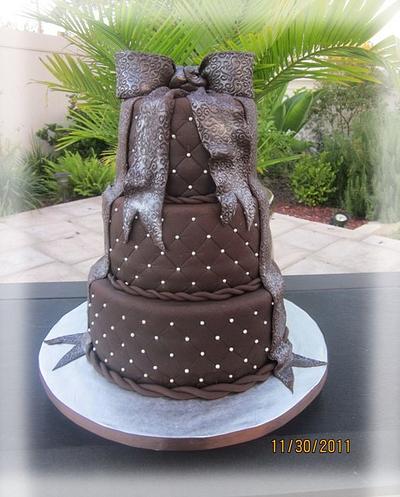 3 tiered quilted chocolate fondant cake - Cake by CuriAUSSIEty  Cakes