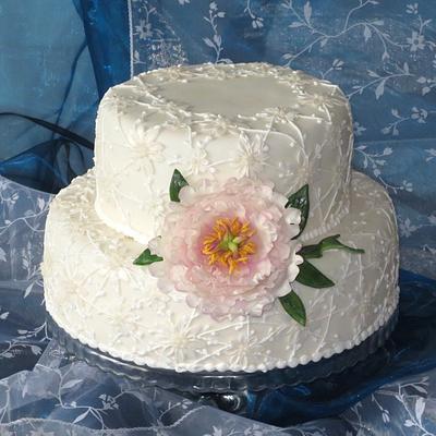 Wedding cake with pink peony - Cake by Eva Kralova