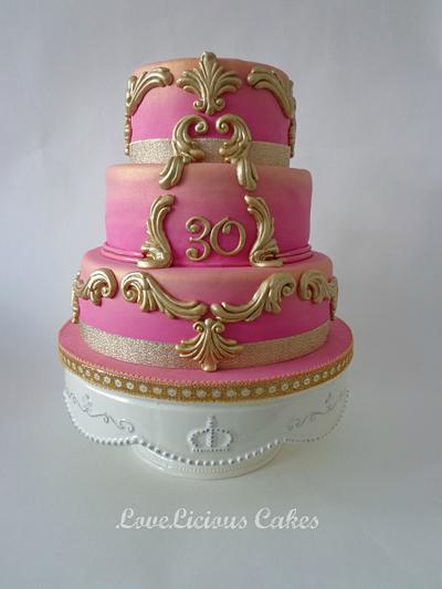Pink and Gold - Cake by loveliciouscakes