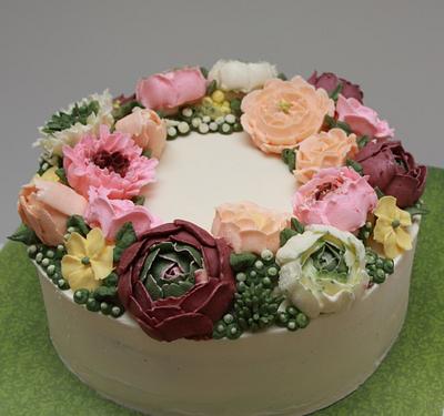 Flower wreath cake - Cake by Ann