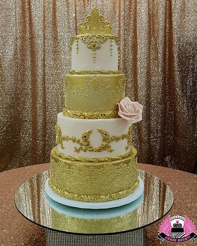 Gold and Blush Quinceanera Cake - Cake by Cakes ROCK!!!  
