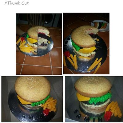 cheese burger birthday cake - Cake by Muna's Cakes 