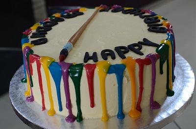 Drippy cake with color palette  - Cake by Shilpa