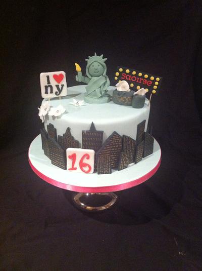 New York themes sweet 16th cake - Cake by christina