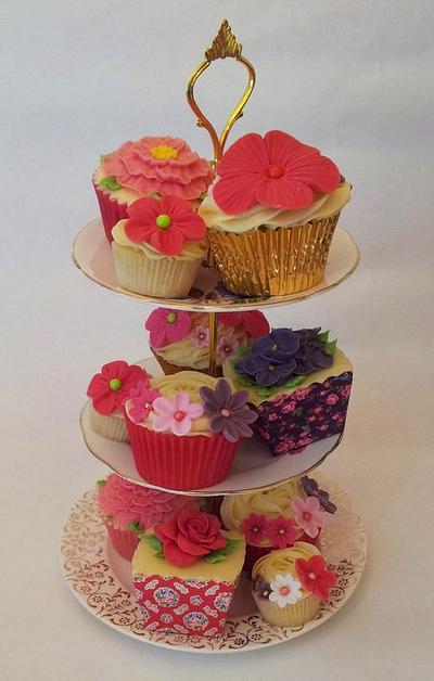 Vintage/Shabby Chic Cupcake Stand - Cake by Sarah Poole