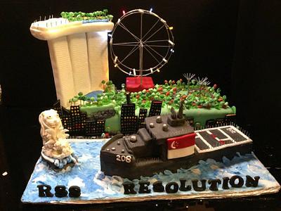RSS Resolution Navy Cake with Singapore Landscape - Cake by Bellebelious7