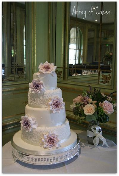 Vintage Rose and Lace Wedding Cake - Cake by Emma