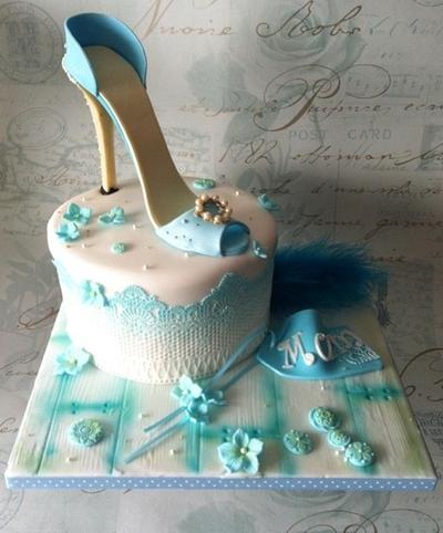 Teal Blue Shoe Lace cake - Cake by Tiers of Indulgence