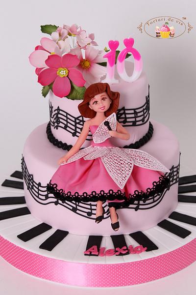 Music and flowers for Alexia - Cake by Viorica Dinu