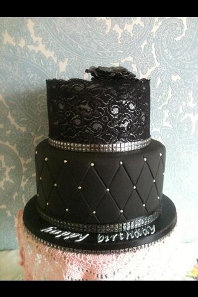 Silver & black lace - Cake by Judedude