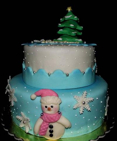SnowMan Cake - Cake by LiliaCakes