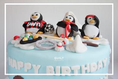 Sporty Penguins Birthday Cake - Cake by Guilt Desserts