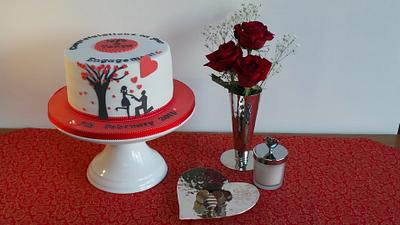 Engagement silhouette cake - Cake by The Old Manor House Bakery - Lisa Kirk
