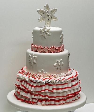 Ruffle Christmas cake - Cake by MelinArt