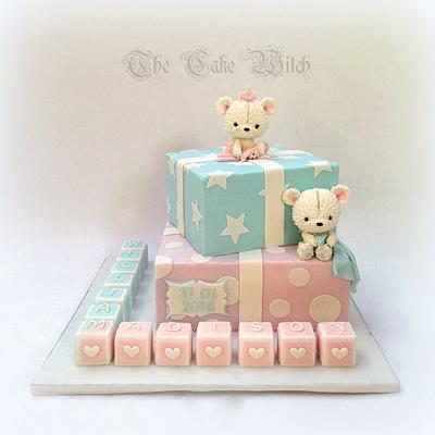 Pink and Blue Christening - Cake by Nessie - The Cake Witch