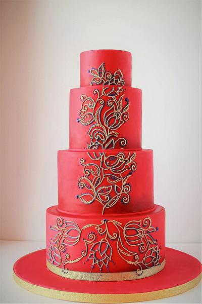 hand piped indian pattern  - Cake by the cake outfitter