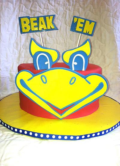 Kansas Jayhawks Beak 'Em Hawks Cake! - Cake by Jacque McLean - Major Cakes