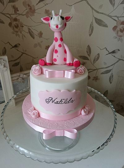 New arrival baby pink giraffe - Cake by Louise Heffernan 