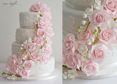 Cascading roses and freesia - Cake by Sugar Ruffles
