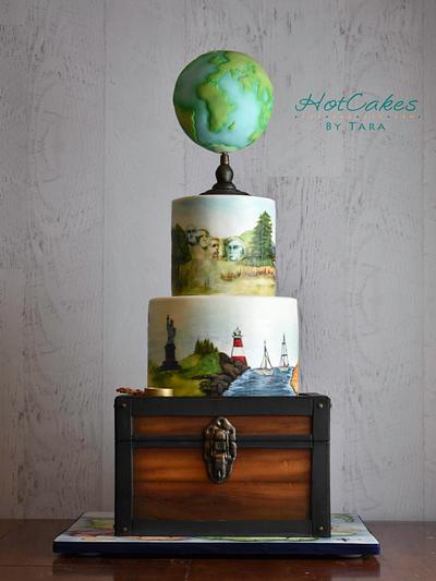Travel themed Painted Cake  - Cake by HotCakes by Tara